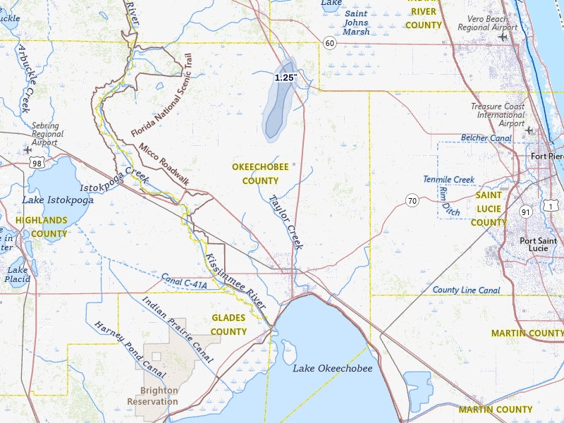 NEXRAD radar-signature map of the hail storm over Okeechobee, FL on Apr 6, 2026