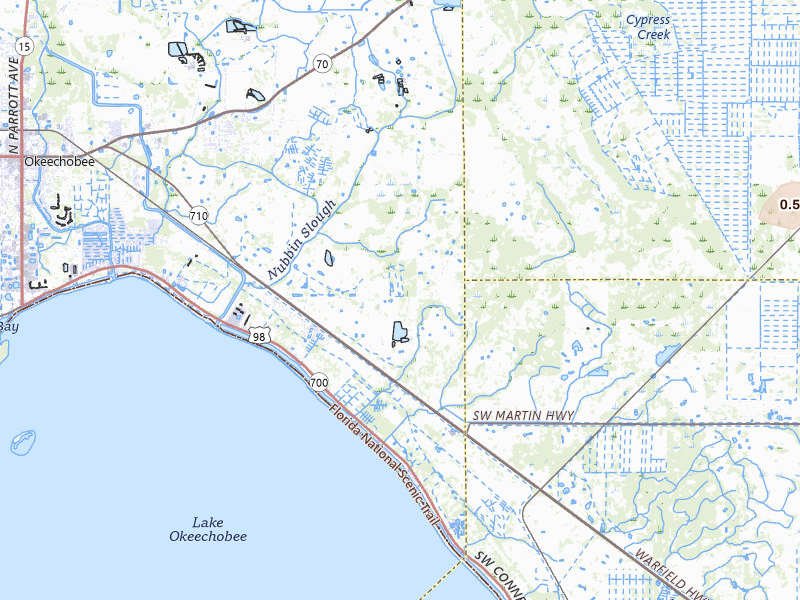 Radar-estimated hail-size map of the storm over Okeechobee, FL on Jun 25, 2026