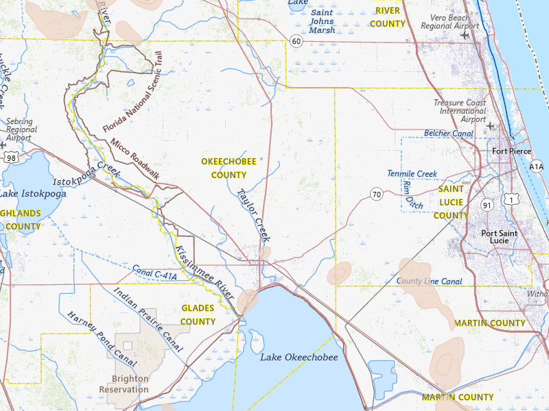 Radar-estimated hail-size map of the storm over Okeechobee, FL on Jul 26, 2026