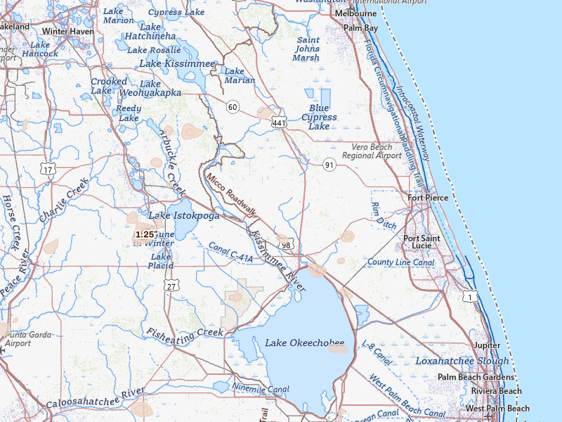 Radar-estimated hail-size map of the storm over Okeechobee, FL on Aug 5, 2026