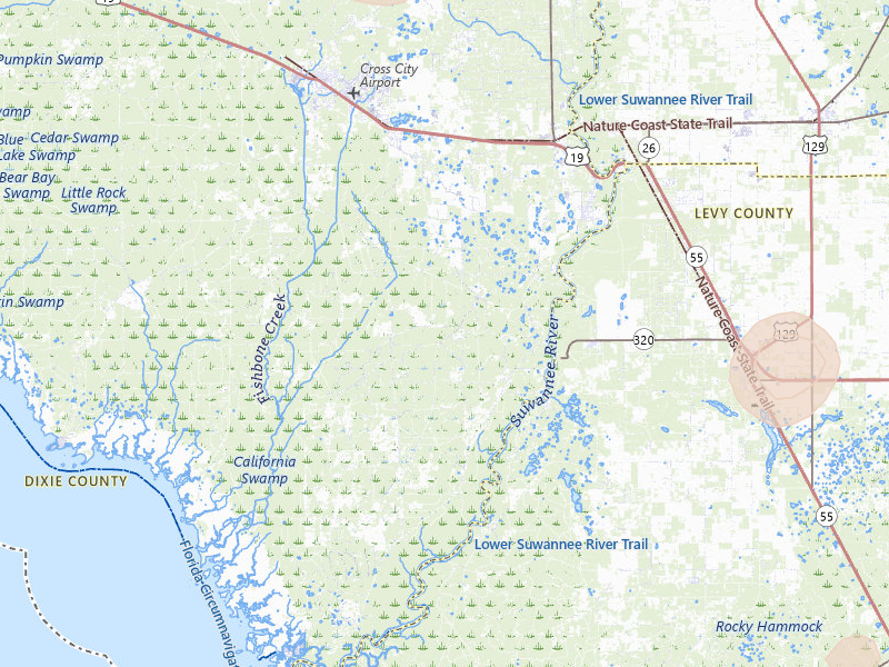 Radar-estimated hail-size map of the storm over Old Town, FL on Jul 11, 2026