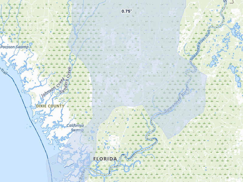 NEXRAD radar-signature map of the hail storm over Old Town, FL on Jul 29, 2026