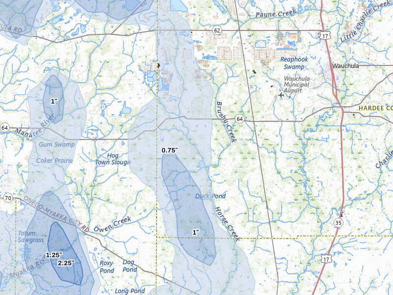 NEXRAD radar-signature map of the hail storm over Ona, FL on Mar 5, 2026