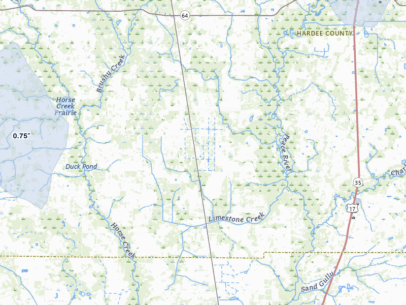 NEXRAD radar-signature map of the hail over Ona, FL