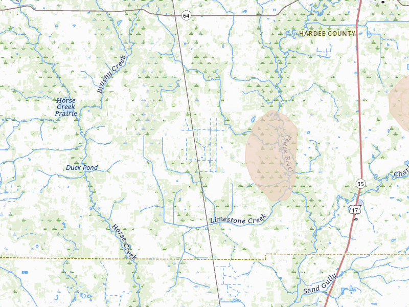 Radar-estimated hail-size map of the storm over Ona, FL on Jun 23, 2026