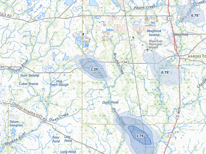 NEXRAD radar-signature map of the hail storm over Ona, FL on Jun 27, 2026