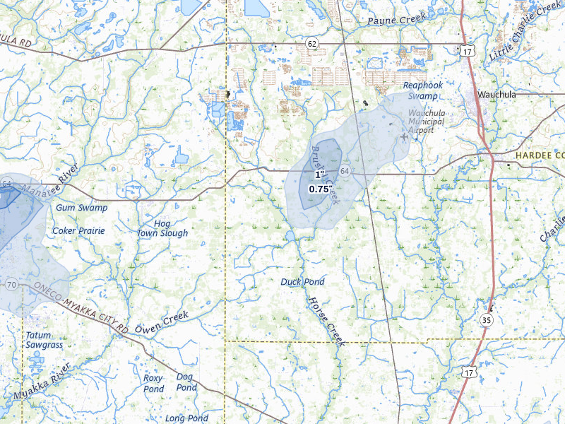 NEXRAD radar-signature map of the hail storm over Ona, FL on Jun 29, 2026
