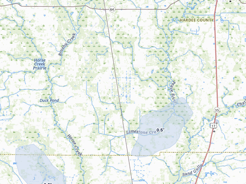 NEXRAD radar-signature map of the hail storm over Ona, FL on Jul 10, 2026