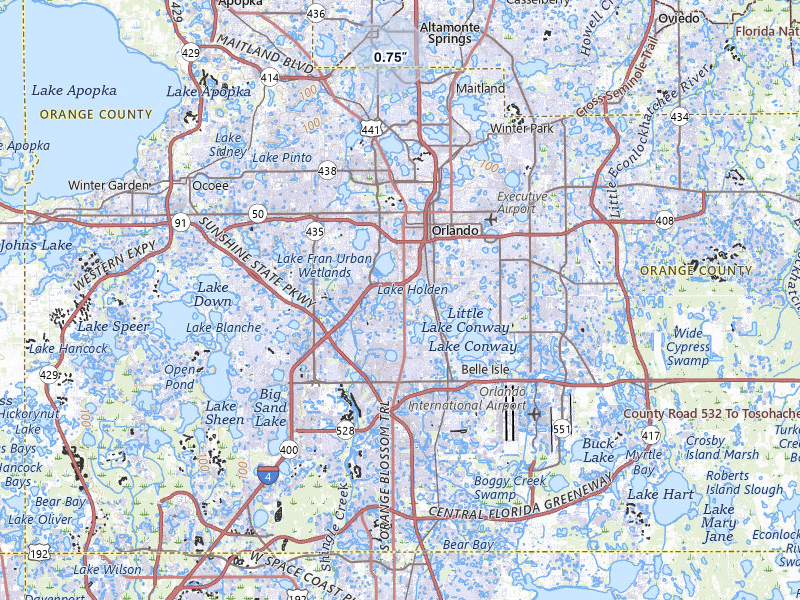 NEXRAD radar-signature map of the hail over Orlando, FL