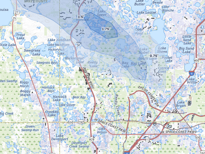 NEXRAD radar-signature map of the hail storm over Orlando, FL on Jun 29, 2026