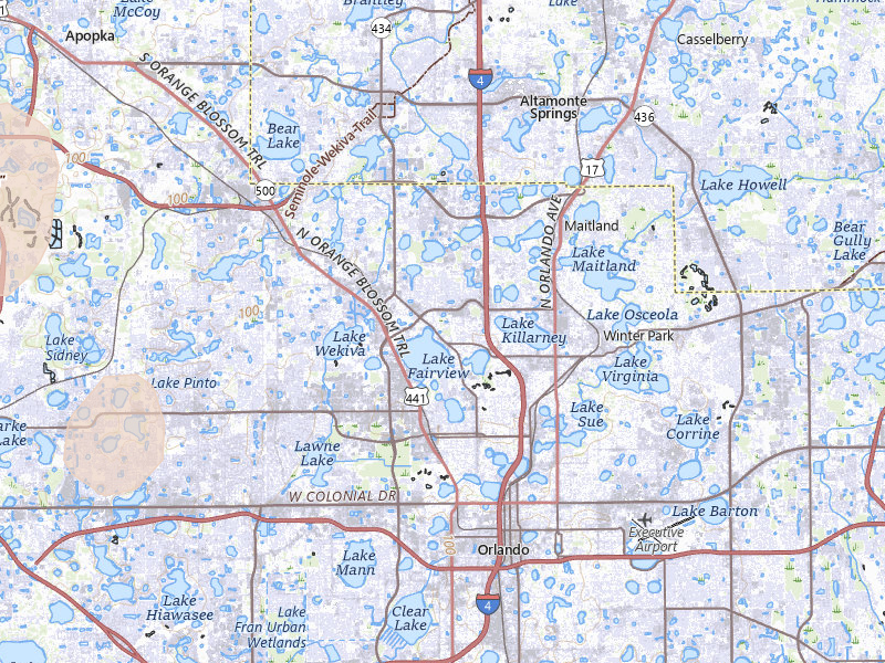 Radar-estimated hail-size map of the storm over Orlando, FL on Jun 30, 2026