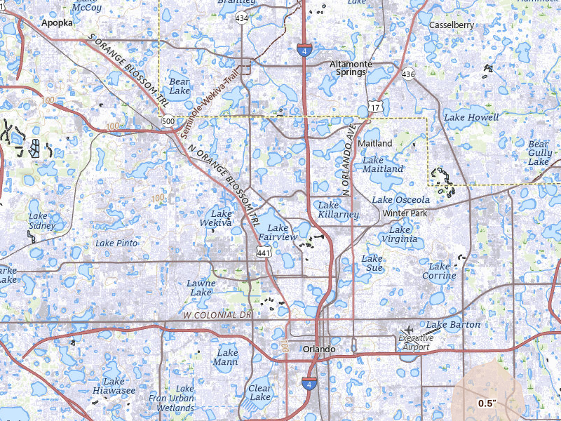 Radar-estimated hail-size map of the storm over Orlando, FL on Jul 7, 2026