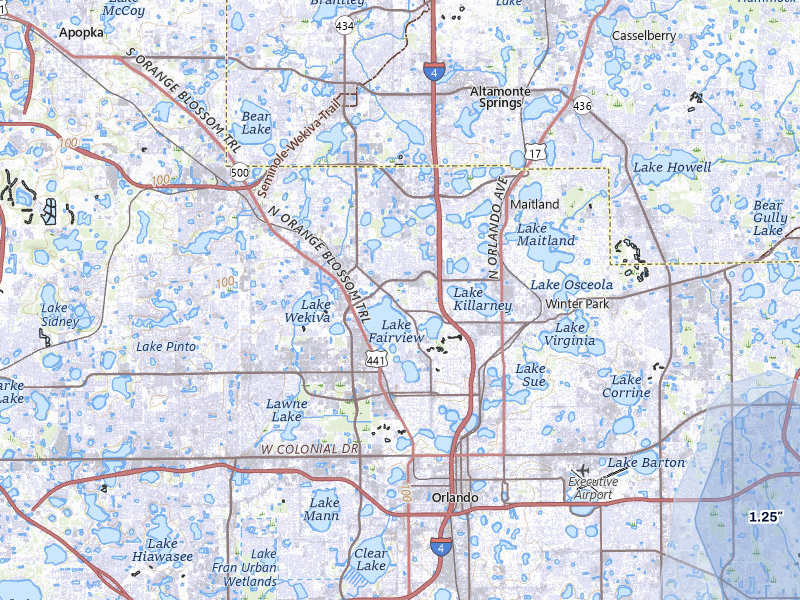 NEXRAD radar-signature map of the hail storm over Orlando, FL on Jul 7, 2026
