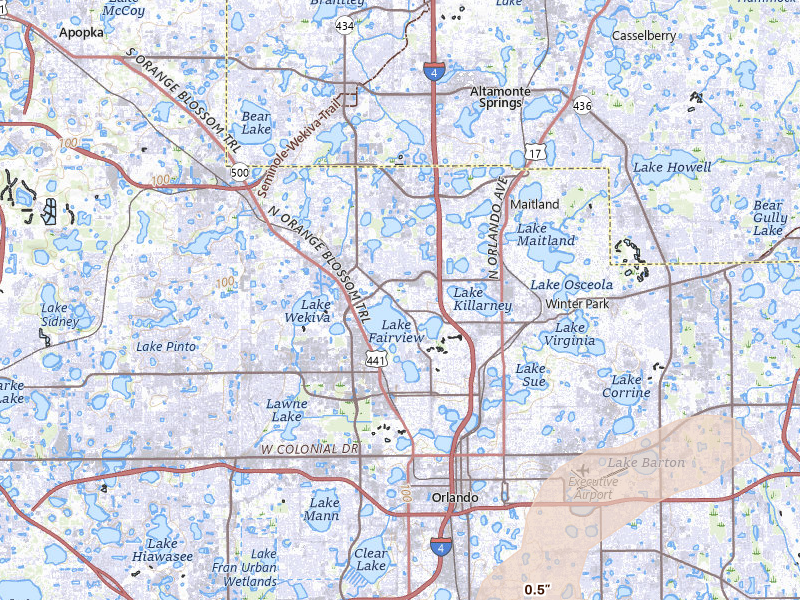 Radar-estimated hail-size map of the storm over Orlando, FL on Jul 8, 2026