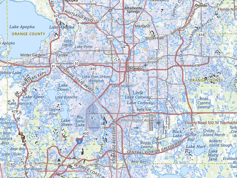 NEXRAD radar-signature map of the hail storm over Orlando, FL on Aug 22, 2026
