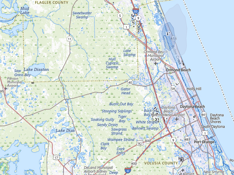 NEXRAD radar-signature map of the hail storm over Ormond Beach, FL on Aug 27, 2026