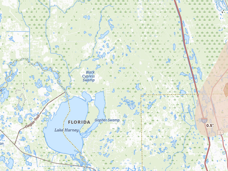 Radar-estimated hail-size map of the storm over Osteen, FL on Mar 15, 2026