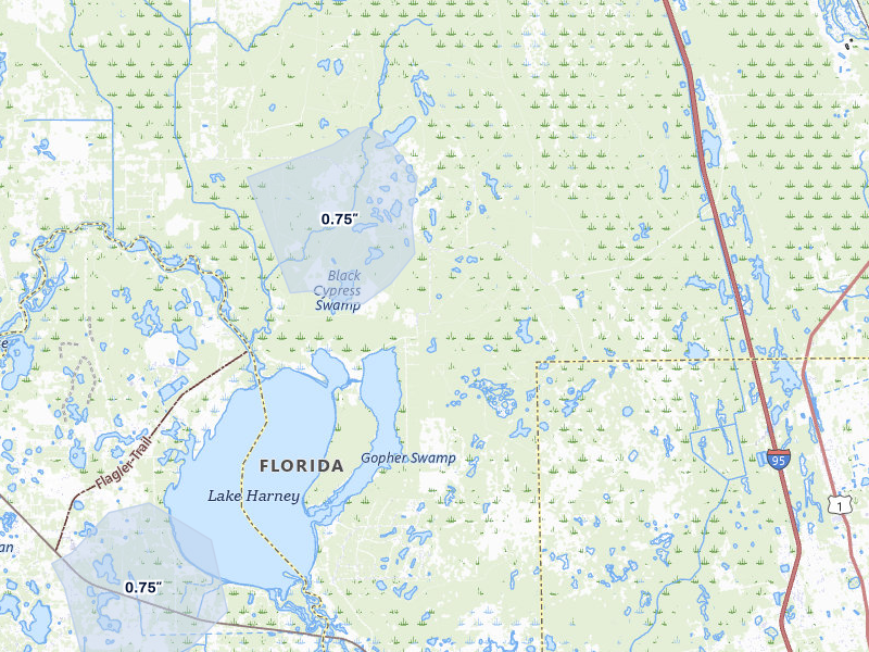 NEXRAD radar-signature map of the hail storm over Osteen, FL on Jun 27, 2026