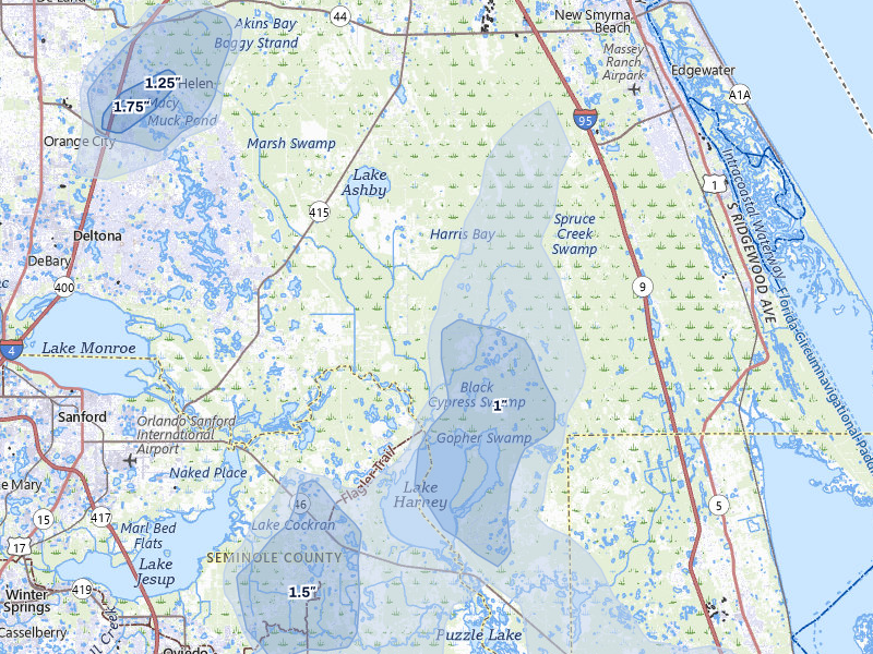 NEXRAD radar-signature map of the hail storm over Osteen, FL on Aug 20, 2026