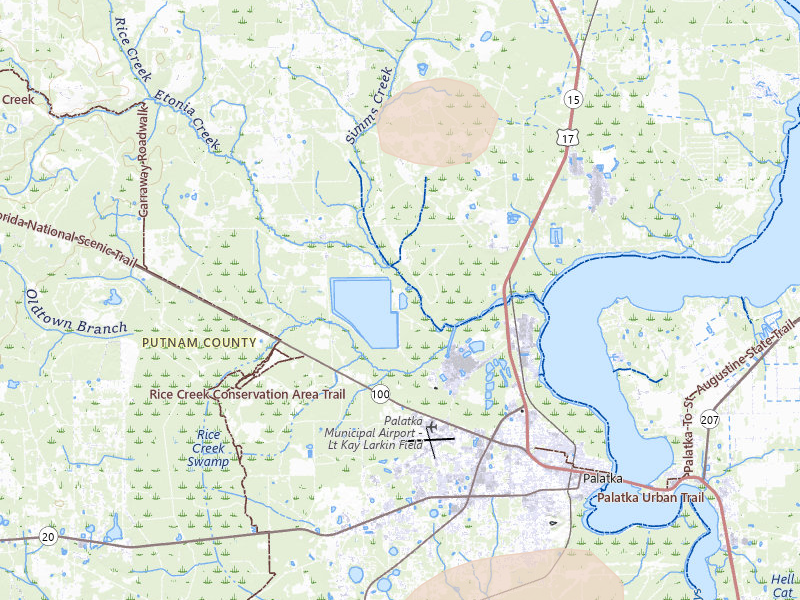 Radar-estimated hail-size map of the storm over Palatka, FL on Jul 17, 2026