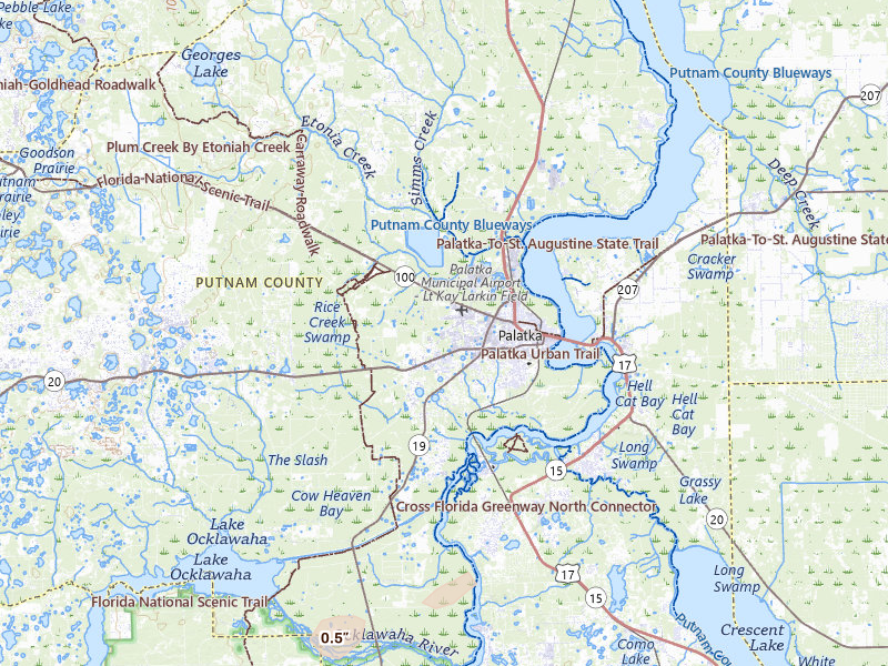 Radar-estimated hail-size map of the storm over Palatka, FL on Jul 28, 2026