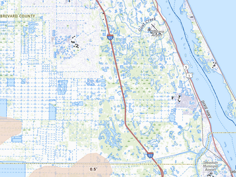 Radar-estimated hail-size map of the storm over Palm Bay, FL on Jul 26, 2026