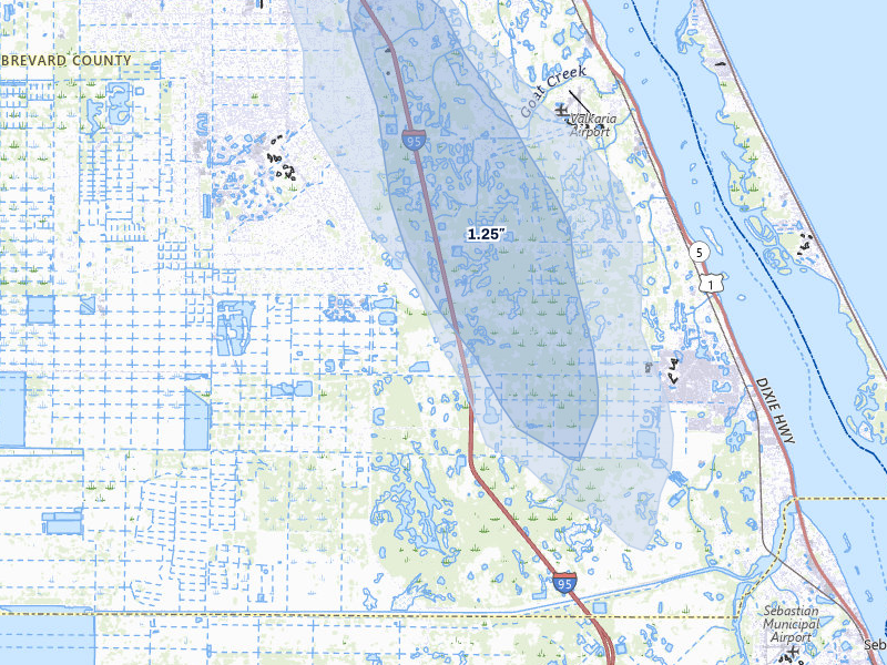 NEXRAD radar-signature map of the hail storm over Palm Bay, FL on Aug 12, 2026