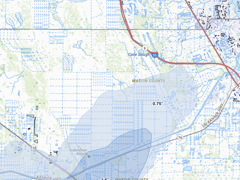 NEXRAD radar-signature map of the hail storm over Palm City, FL on Aug 21, 2026