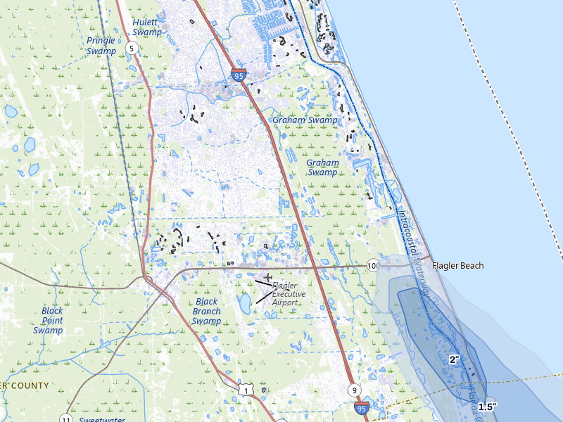 NEXRAD radar-signature map of the hail over Palm Coast, FL