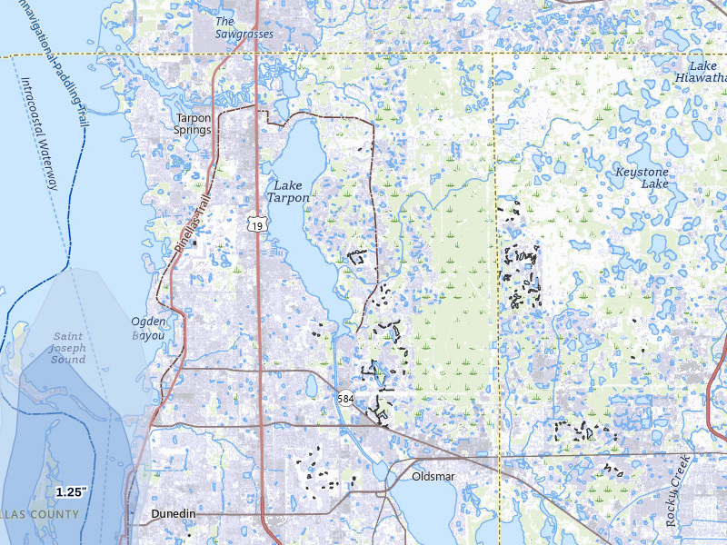 NEXRAD radar-signature map of the hail storm over Palm Harbor, FL on Jul 10, 2026