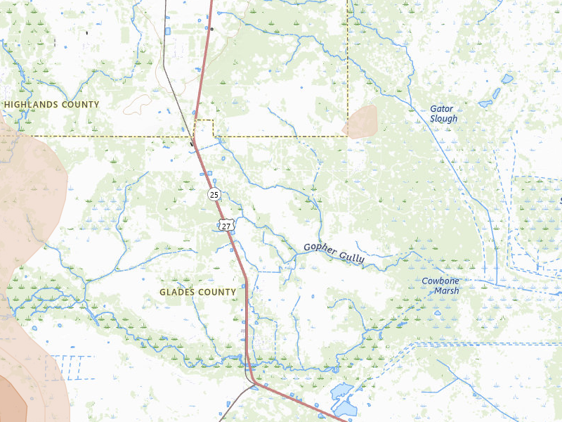 Radar-estimated hail-size map of the storm over Palmdale, FL on Jun 22, 2026