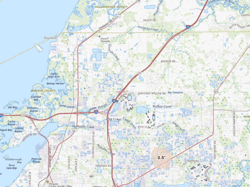 Radar-estimated hail-size map of the storm over Palmetto, FL