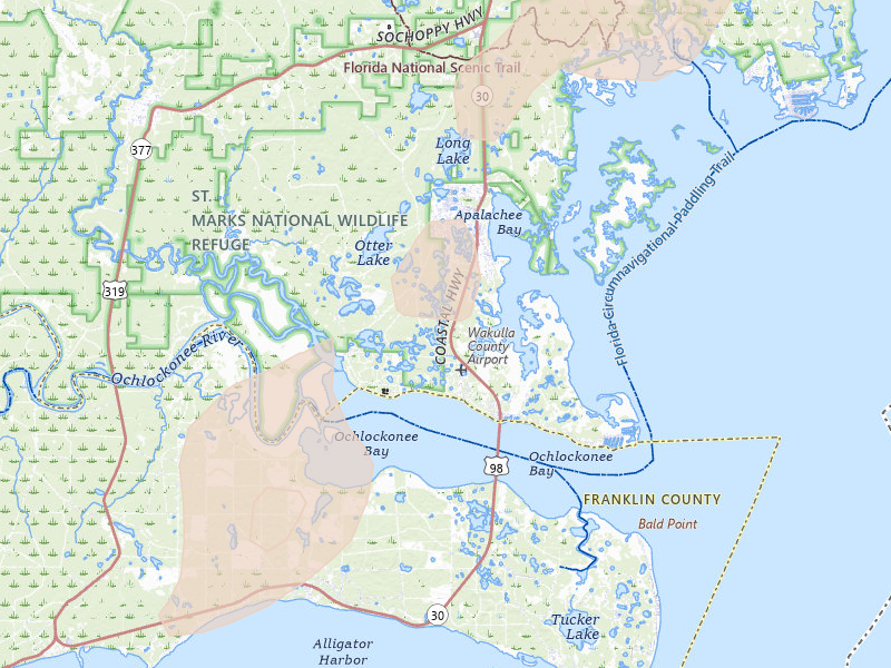 Radar-estimated hail-size map of the storm over Panacea, FL on Aug 18, 2026