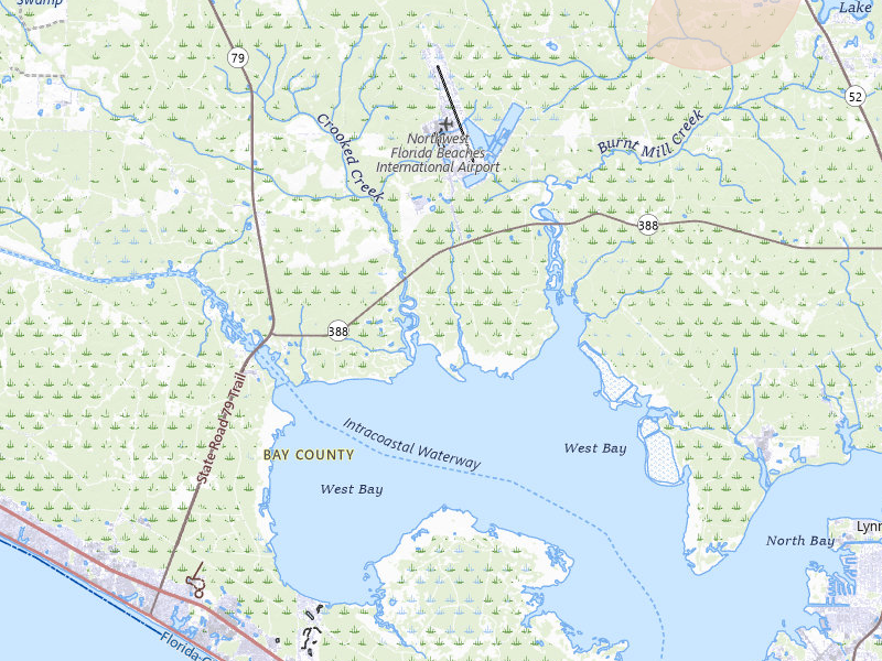 Radar-estimated hail-size map of the storm over Panama City Beach, FL on Jul 8, 2026