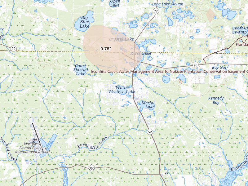 Radar-estimated hail-size map of the storm over Panama City, FL