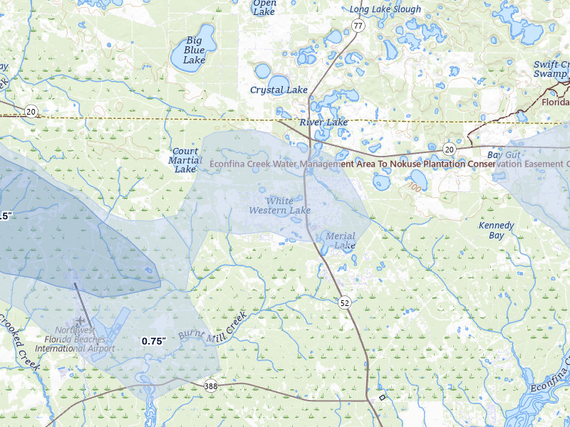 NEXRAD radar-signature map of the hail storm over Panama City, FL on Jul 30, 2026