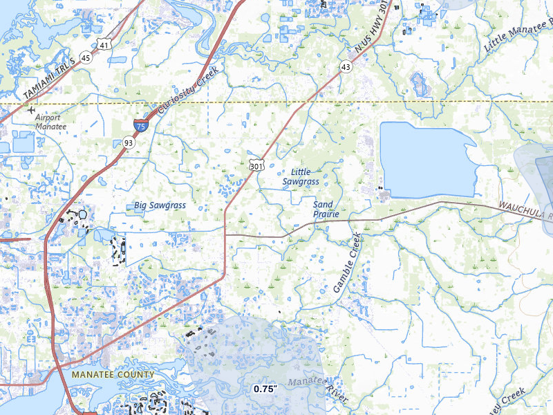 NEXRAD radar-signature map of the hail storm over Parrish, FL on Jun 30, 2026