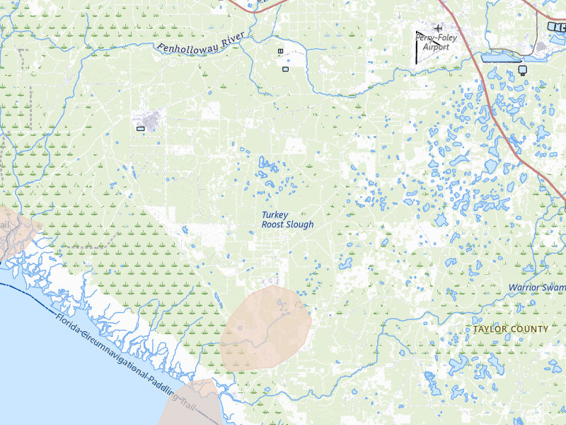 Radar-estimated hail-size map of the storm over Perry, FL on Jun 30, 2026