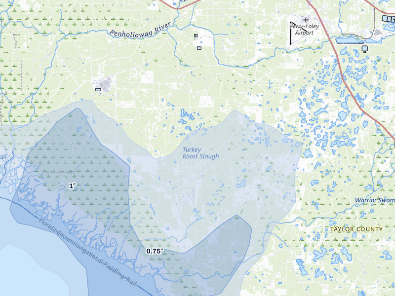 NEXRAD radar-signature map of the hail storm over Perry, FL on Jun 30, 2026