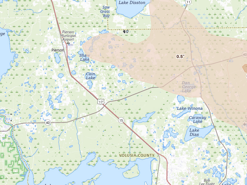 Radar-estimated hail-size map of the storm over Pierson, FL on May 8, 2026