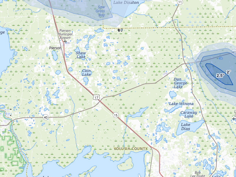 NEXRAD radar-signature map of the hail storm over Pierson, FL on May 8, 2026
