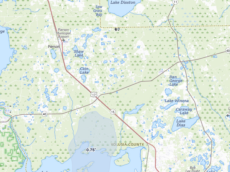 NEXRAD radar-signature map of the hail storm over Pierson, FL on Jun 29, 2026