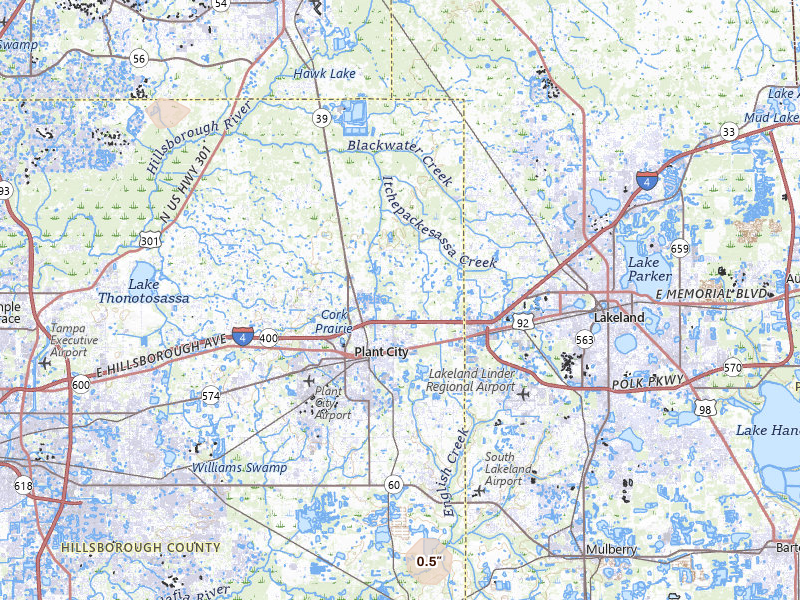 Radar-estimated hail-size map of the storm over Plant City, FL on Jun 27, 2026