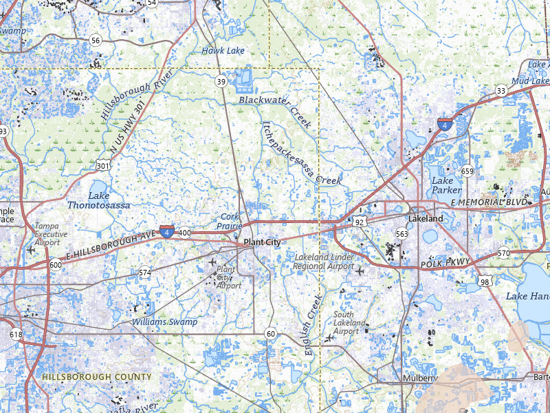 Radar-estimated hail-size map of the storm over Plant City, FL on Jul 25, 2026