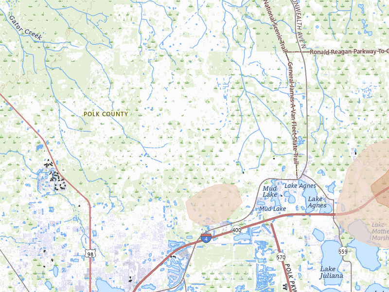Radar-estimated hail-size map of the storm over Polk City, FL on Aug 26, 2026