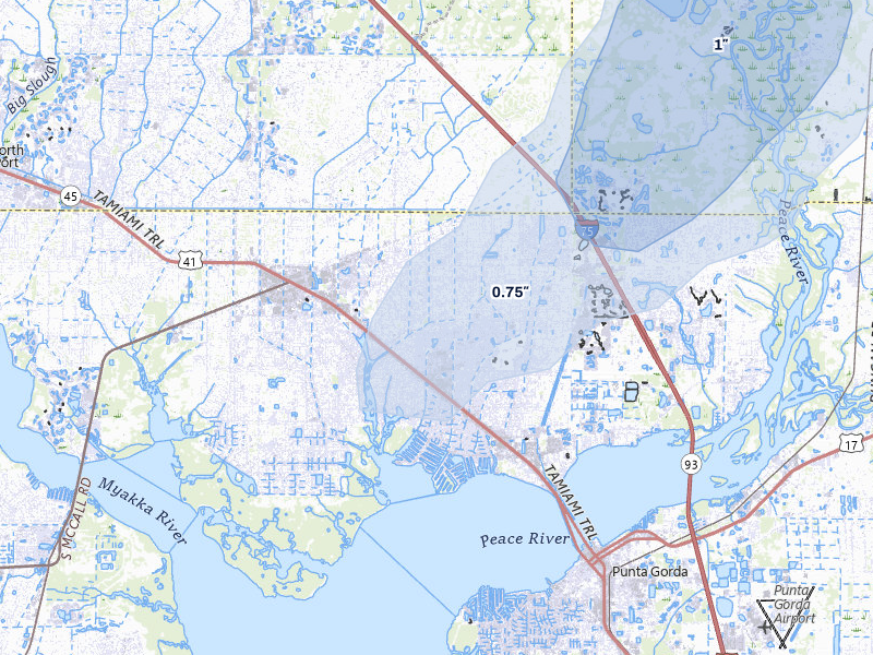 NEXRAD radar-signature map of the hail storm over Port Charlotte, FL on Mar 25, 2026