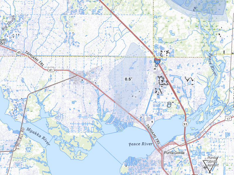 NEXRAD radar-signature map of the hail storm over Port Charlotte, FL on Jun 26, 2026