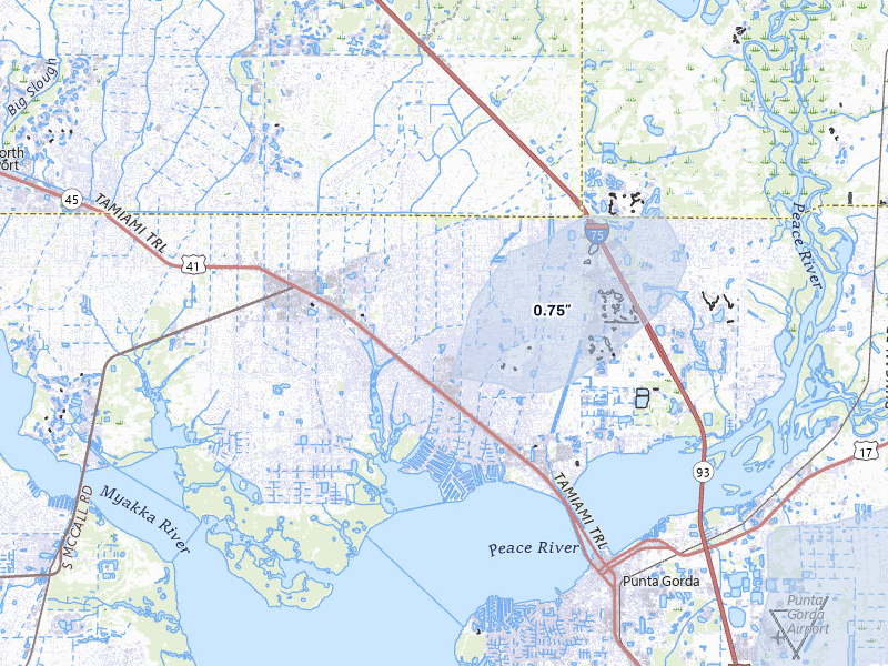 NEXRAD radar-signature map of the hail storm over Port Charlotte, FL on Jun 28, 2026