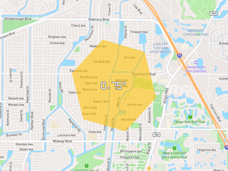 Hail map of Port Charlotte, FL on Jun 28, 2026, hail up to 0.75"