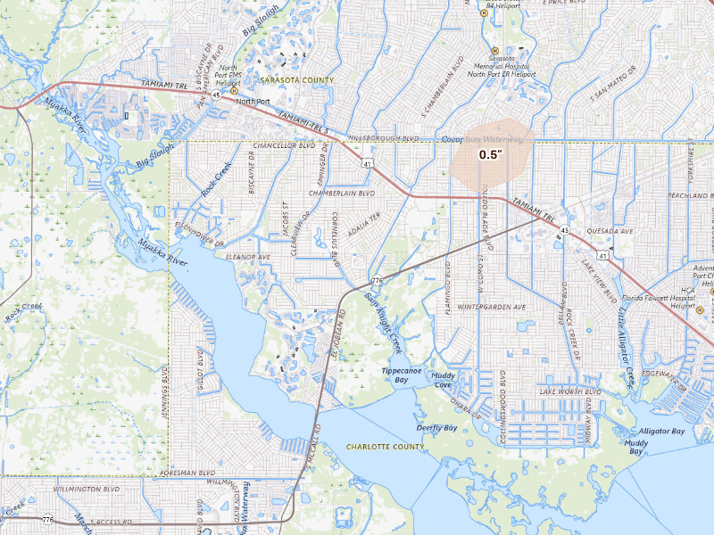 Radar-estimated hail-size map of the storm over Port Charlotte, FL